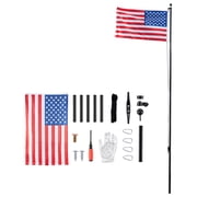 KFFKFF 20ft Heavy-Duty Sectional Flagpole Kit for Outdoor Use, Sturdy Aluminum Design with 3x5 American Flag, Ideal for Residential or Commercial Spaces, Black Finish