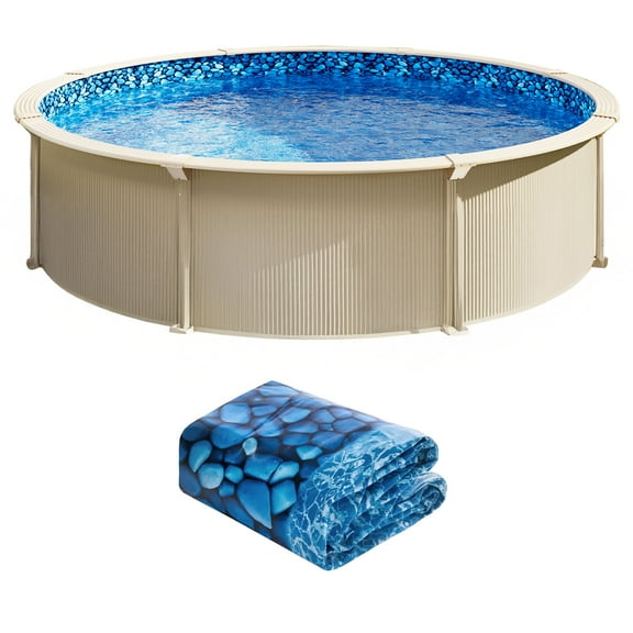 KFFKFF 21-ft Circular Above Ground Pool Liner, Unibead Pool Liners, Standard Thickness, 52inch Wall Elevation, Crafted for Metal Sided Above-Ground Aquatic Pools