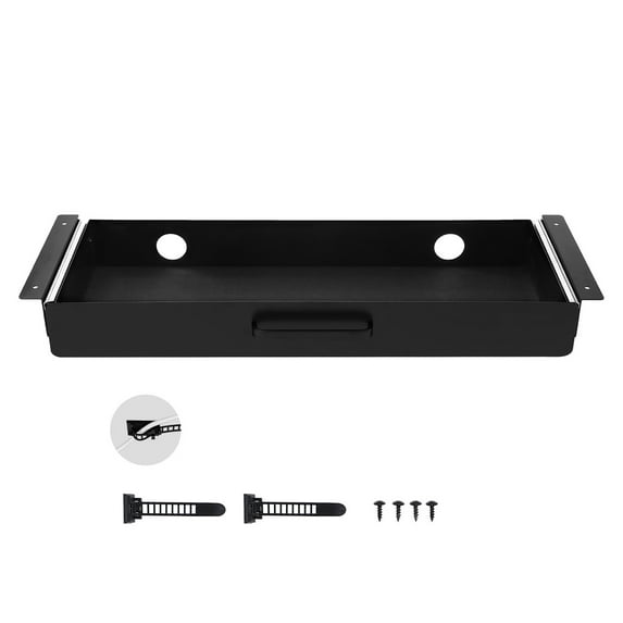 KFFKFF 22" Broad Under Desk Drawer Glide, Mounted Beneath Desk Pull-out Drawer Accessory,Concealed Desktop Storage Solution,Under Table Stationery Drawer for Home Office Sit Stand Workspace,25x9x3 in