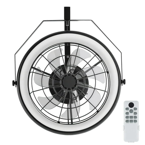 KFFKFF 22-Inch Wall-Mounted Fan with Lighting, Remote Control, 6 Speeds, Reversible Function, Adjustable Tilt, Timer, and 3-Color Dimmable Lights for Indoor and Outdoor Use