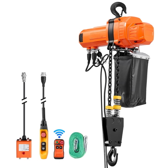 KFFKFF 2200 lbs Electric Chain Hoist, 10 ft Lift Height, 120V Single Phase Overhead Crane with 328 ft Wireless & 8 ft Wired Remote Control, Electric Hoist for Industrial and Garage Use