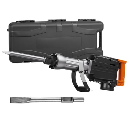 KFFKFF 2200W Electric Demolition Jack Hammer, Heavy Duty Concrete Breaker with 1350 BPM, Includes 2 Chisel Bits and Carrying Case, Black