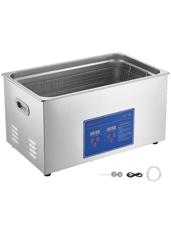 22L Ultrasonic Cleaner with Digital Controls, 40kHz Frequency, Stainless Steel Cleaning Machine with Basket for Auto Parts and Glasses