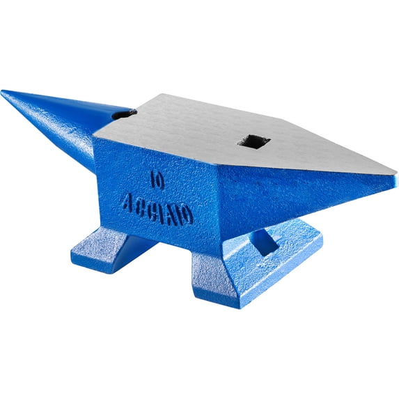 KFFKFF 22Lbs Steel Single Horn Anvil, Ideal for Blacksmithing and Jewelry Making, Features Round and Square Holes, Sturdy and Reliable Metalworking Tool