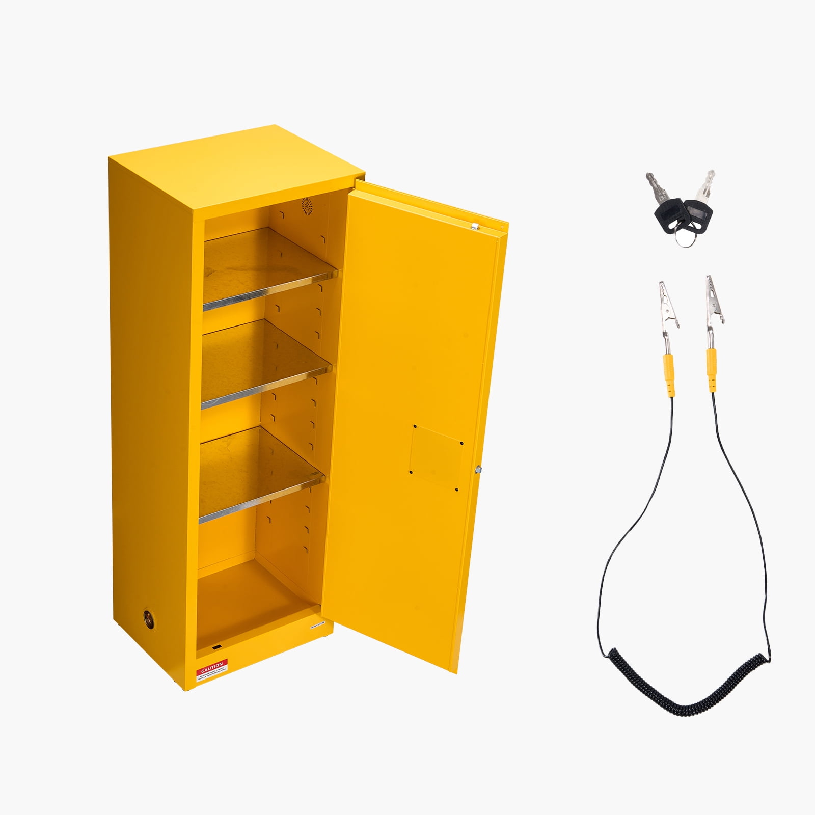KFFKFF 23 Gallon Flammable Storage Cabinet, 23.2 x 18.1 x 65.0 inch, Adjustable Shelf, Cold-Rolled and Galvanized Steel Construction, Fire-Resistant Cabinet for Industrial and Home Use, Yellow