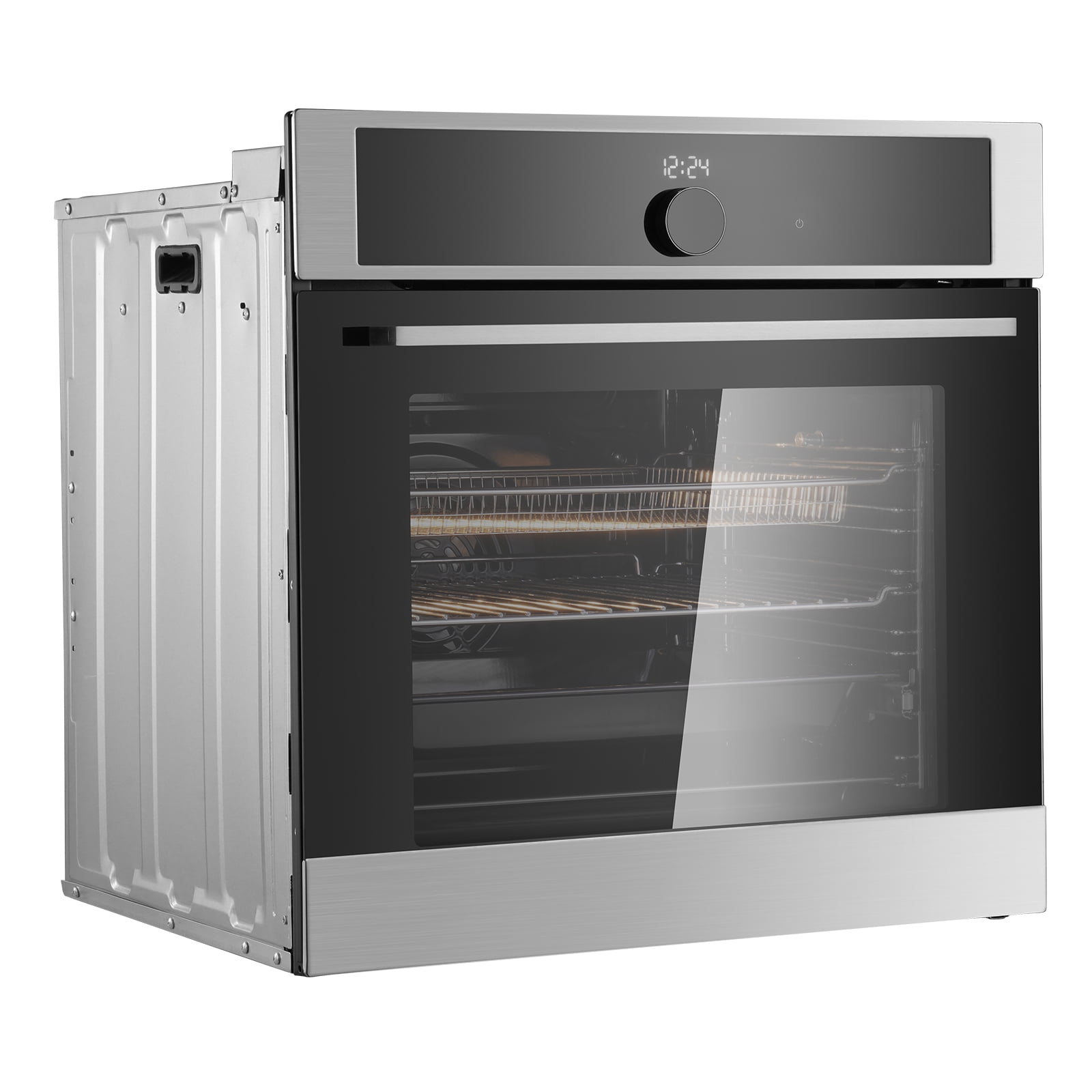 KFFKFF 24" Electric Built-in Wall Oven, 16 Cooking Modes, 2.68 Cu.Ft Capacity, 3150W Power, Includes Timer, Baking Rack, and Tray for Home Kitchens