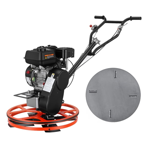 KFFKFF 24-Inch Gas-Powered Concrete Finishing Machine, Walk-Behind Surface Trowel with 5.5HP Engine, Float Pan, 4 Blades, Adjustable Pitch for Smoothing Cement Floors in Construction Projects