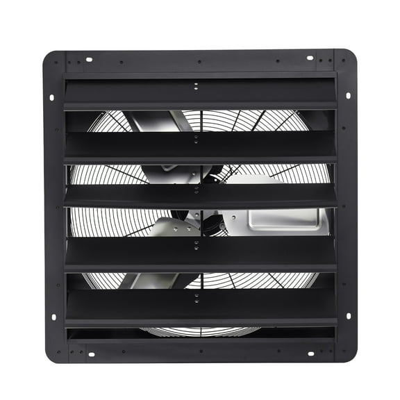 KFFKFF 24-Inch Wall-Mounted Shutter Exhaust Fan with Adjustable Speed, Temperature Control, Timer, and EC Motor, 2900 CFM Airflow for Ventilation in Sheds, Garages, and Greenhouses, Black