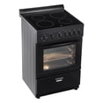 thumbnail image 1 of KFFKFF 24-inch Electric Range Oven, 2.7 Cu. Ft. Compact Freestanding Design, Stainless Steel Finish, Features 4 Burners, Adjustable Racks, Storage Drawer, Black (No power cord), 1 of 9