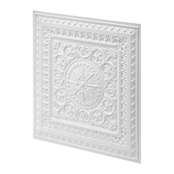 KFFKFF 24 x 24 in PVC Ceiling Tiles 12-Pack, White 3D Geometric Panels with Smooth Surface, Durable and Paintable, Easy to Cut, Modern Decorative Design for Home or Office