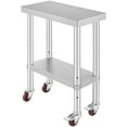 thumbnail image 1 of KFFKFF 24"x12" Commercial Kitchen Prep Table Stainless Steel Work Table with Wheels, 1 of 8