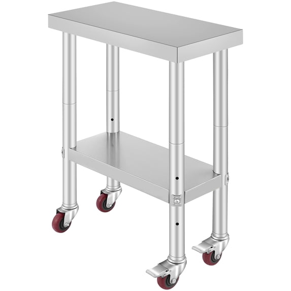 KFFKFF 24"x12" Commercial Kitchen Prep Table Stainless Steel Work Table with Wheels