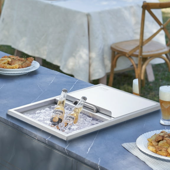 KFFKFF 24"x18"x13" Drop in Ice Chest Ice Cooler Ice Bin Stainless Steel w/Cover