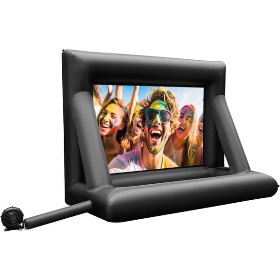 KFFKFF 24FT Inflatable Projection Screen with 360W Air Pump, Durable Oxford Cloth Inflatable Display for Open-Air Films, Compatible with Front/Rear Projection