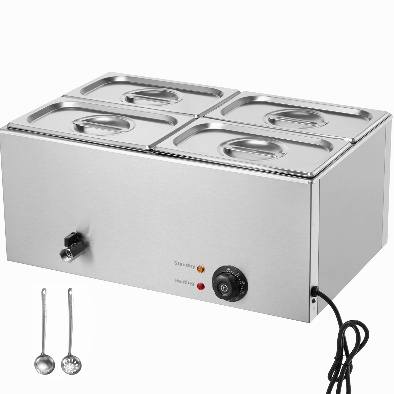 KFFKFF 24QT Commercial Food Warmer, 4-Pan Electric Steam Table, 1200W ...