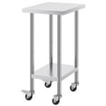 thumbnail image 1 of KFFKFF 24x18x38 Inch Stainless Steel Prep Table, Equipped with 4 Casters and 3 Height Settings, Durable for Restaurant Kitchen Use, Silver, 1 of 8