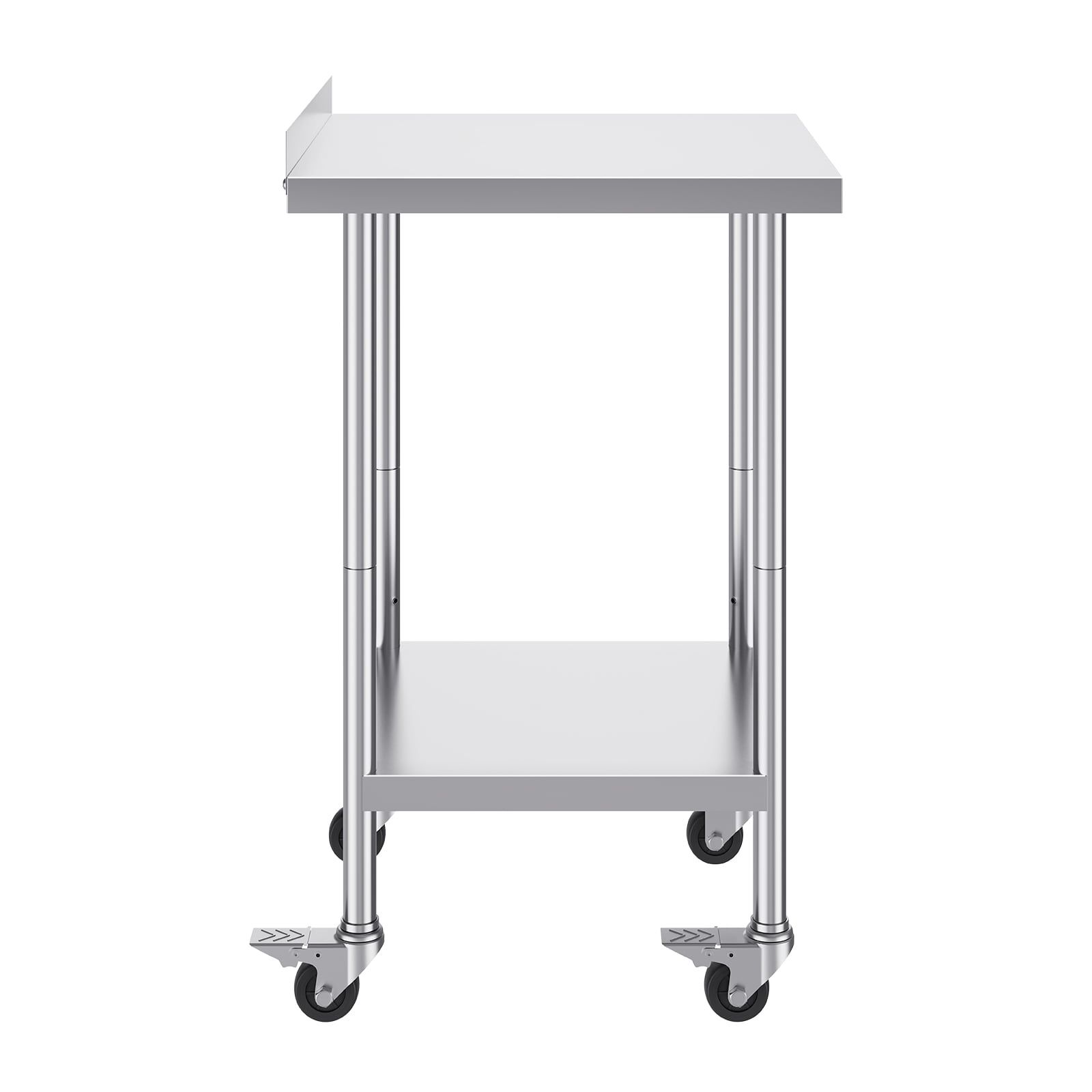 KFFKFF 24x24x40-Inch Metal Prep Table, Stainless Steel, with Wheels, Adjustable Height, Durable for Commercial Kitchen, Restaurant, Home Use