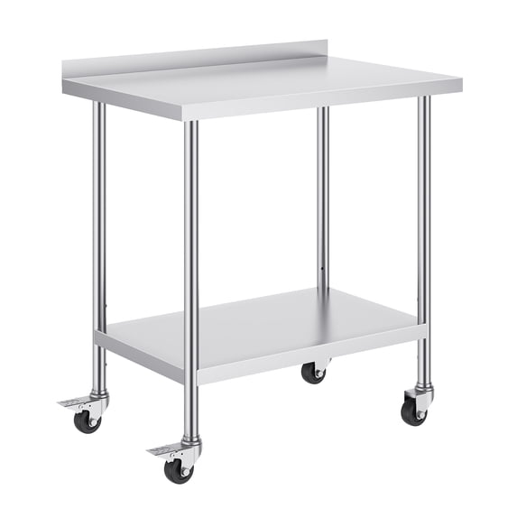 KFFKFF 24x36x40-Inch Metal Prep Table, Stainless Steel Work Table, with Wheels, Adjustable Height, Durable for Commercial Kitchen, Home, Hotel Use