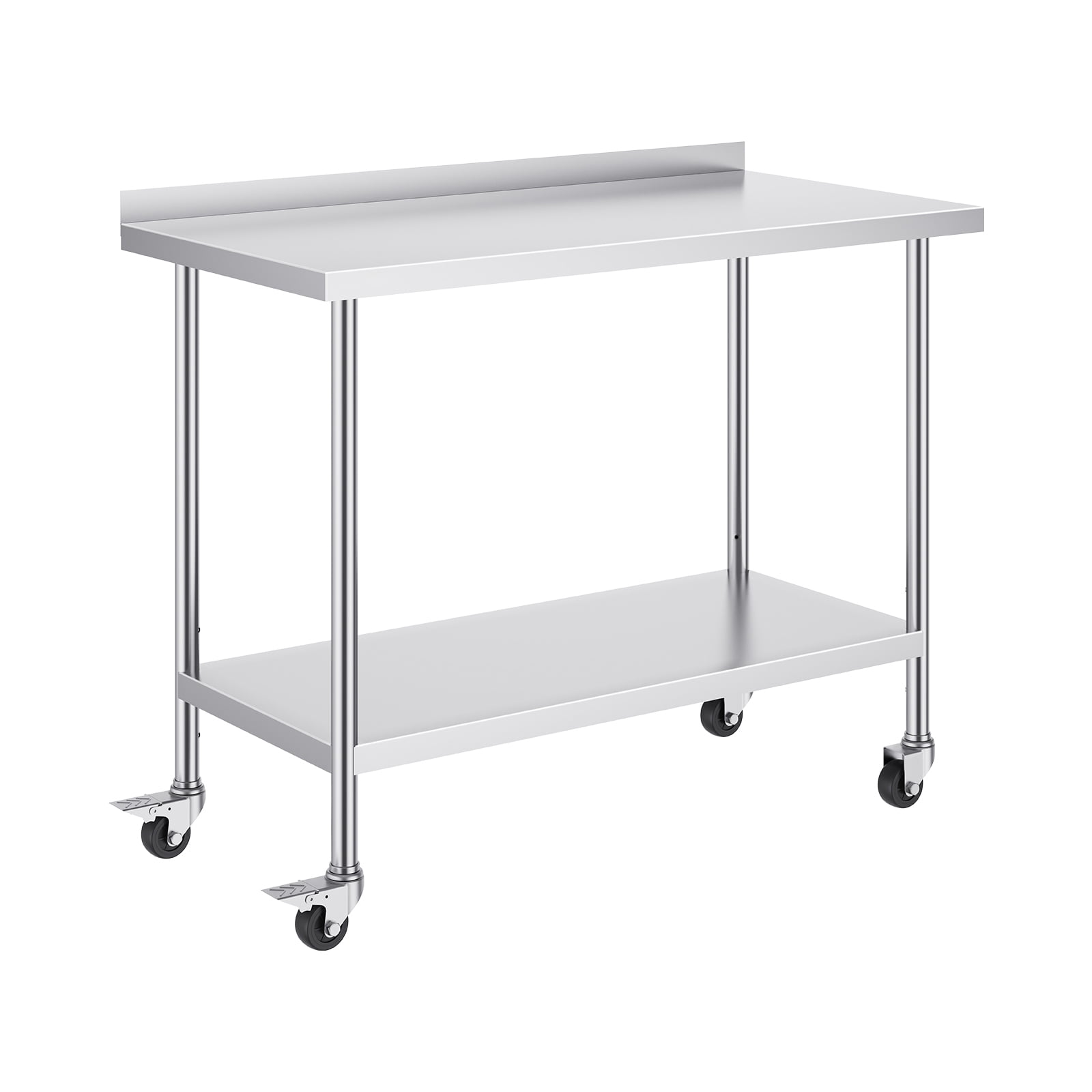 KFFKFF 24x48x40-Inch Stainless Steel Work Table with Wheels for Easy Movement, Adjustable Height, Durable Food Preparation Table for Restaurant, Home, Hotel