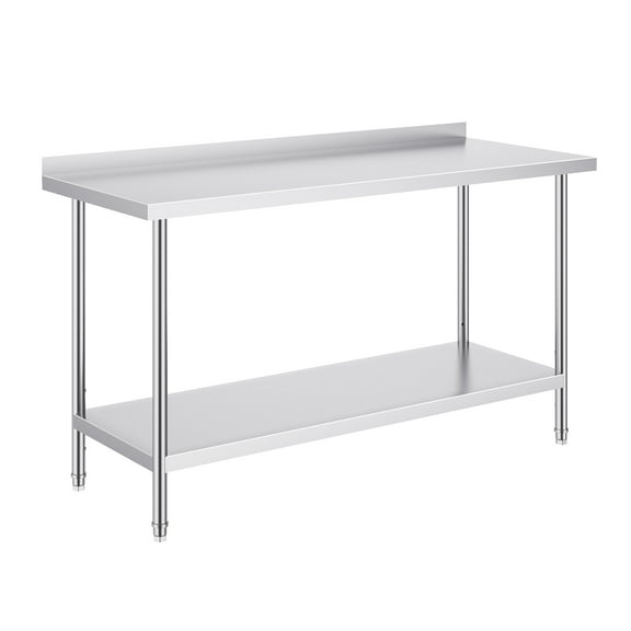 KFFKFF 24x60x36-Inch Metal Prep Table, Durable Stainless Steel Construction, Adjustable Height, Ideal for Commercial Kitchens, Restaurants, and Homes