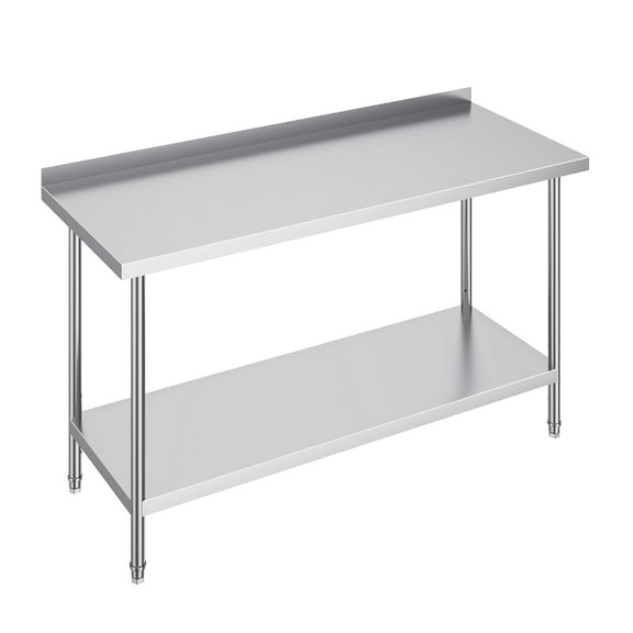 KFFKFF 24x60x36" Stainless Steel Work Table, Commercial Worktables Workstations with Adjustable Height and Backsplash, Ideal for Commercial Kitchens, Restaurants, and Homes