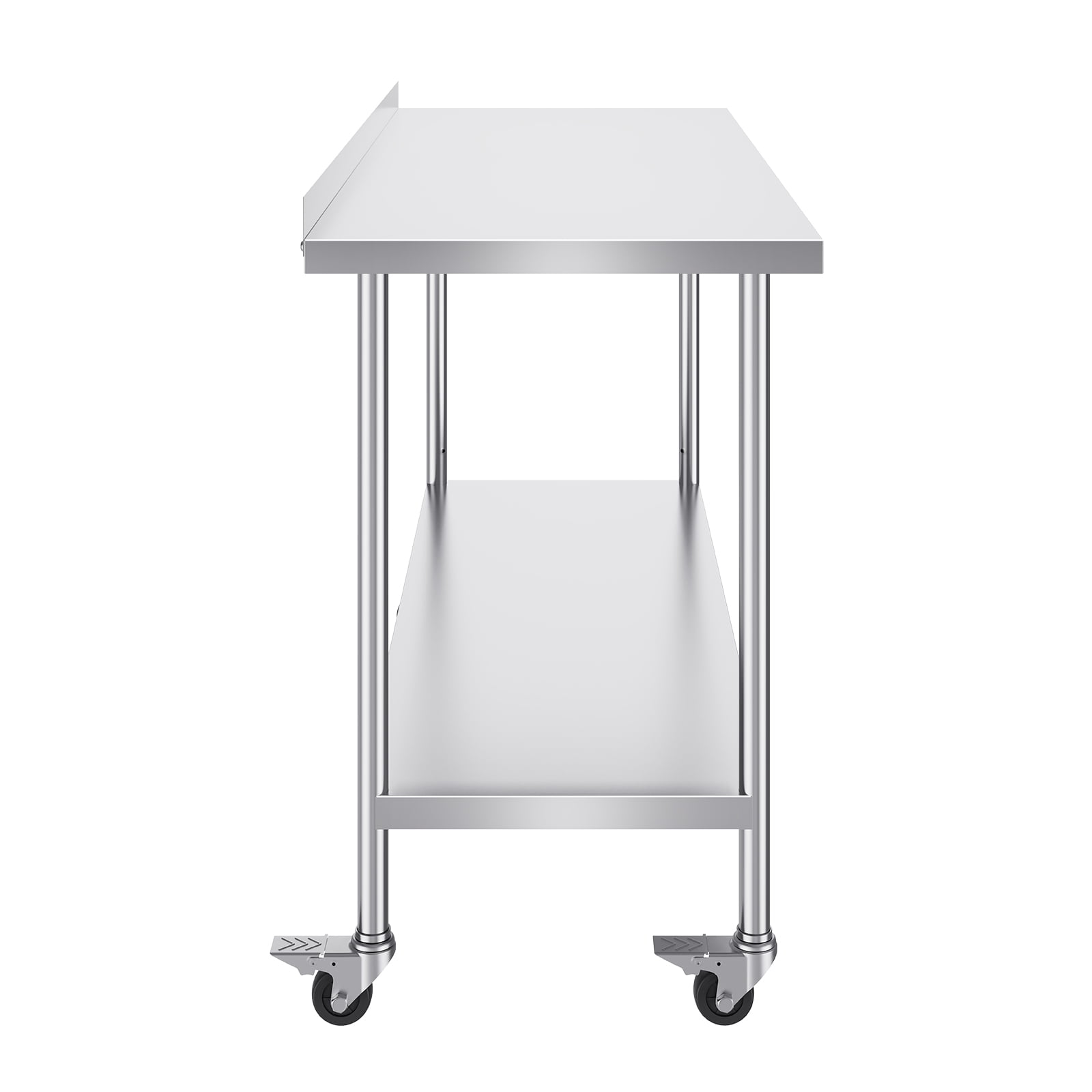 KFFKFF 24x60x40 In Stainless Steel Table, Commercial Kitchen Prep Station on Wheels, Durable Metal Utility Table, Adjustable for Restaurants, Homes, Hotels