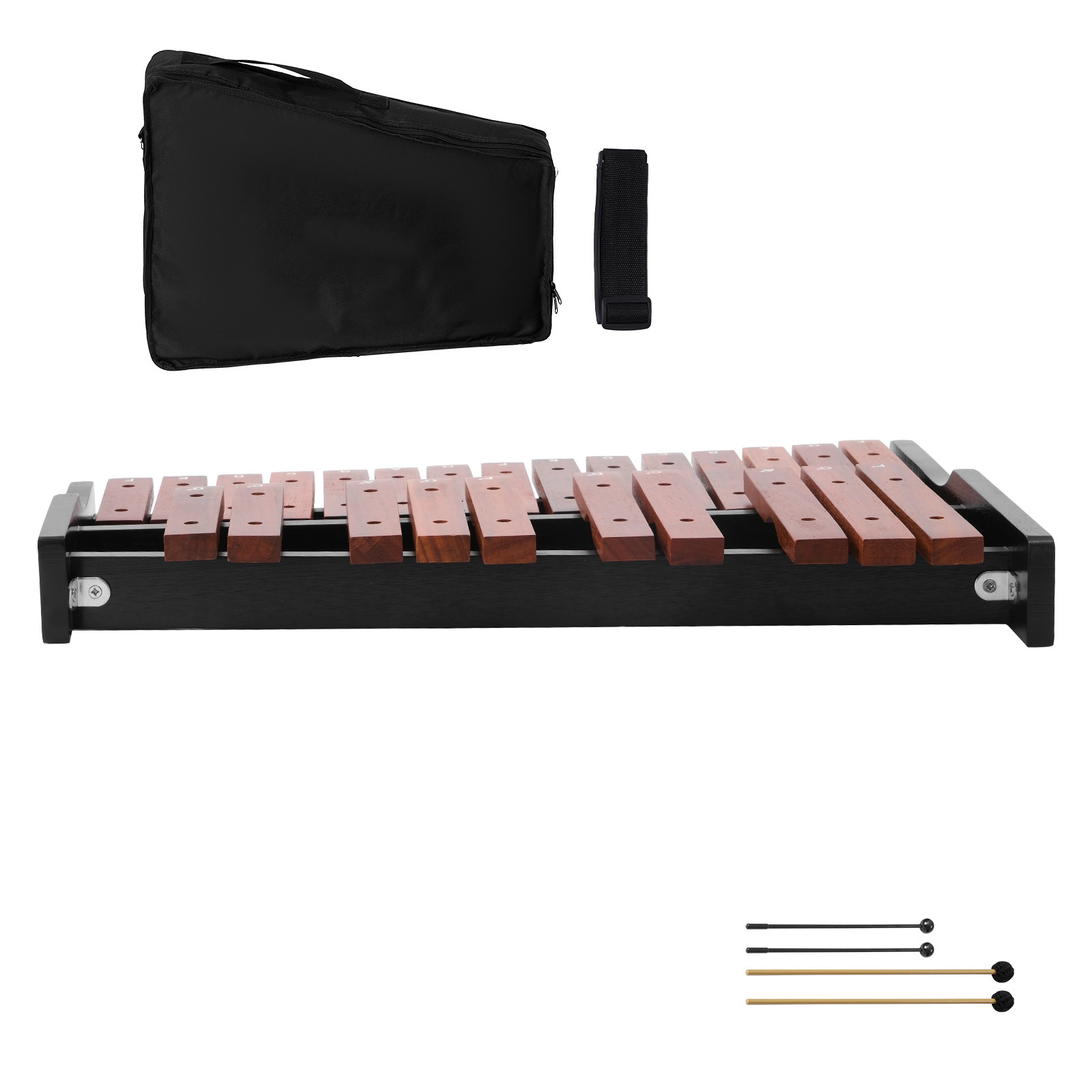 KFFKFF 25-Note Wooden Glockenspiel Xylophone with Mallets and Carrying Bag, Ideal Percussion Instrument Kit for Beginners, Adults, and Students