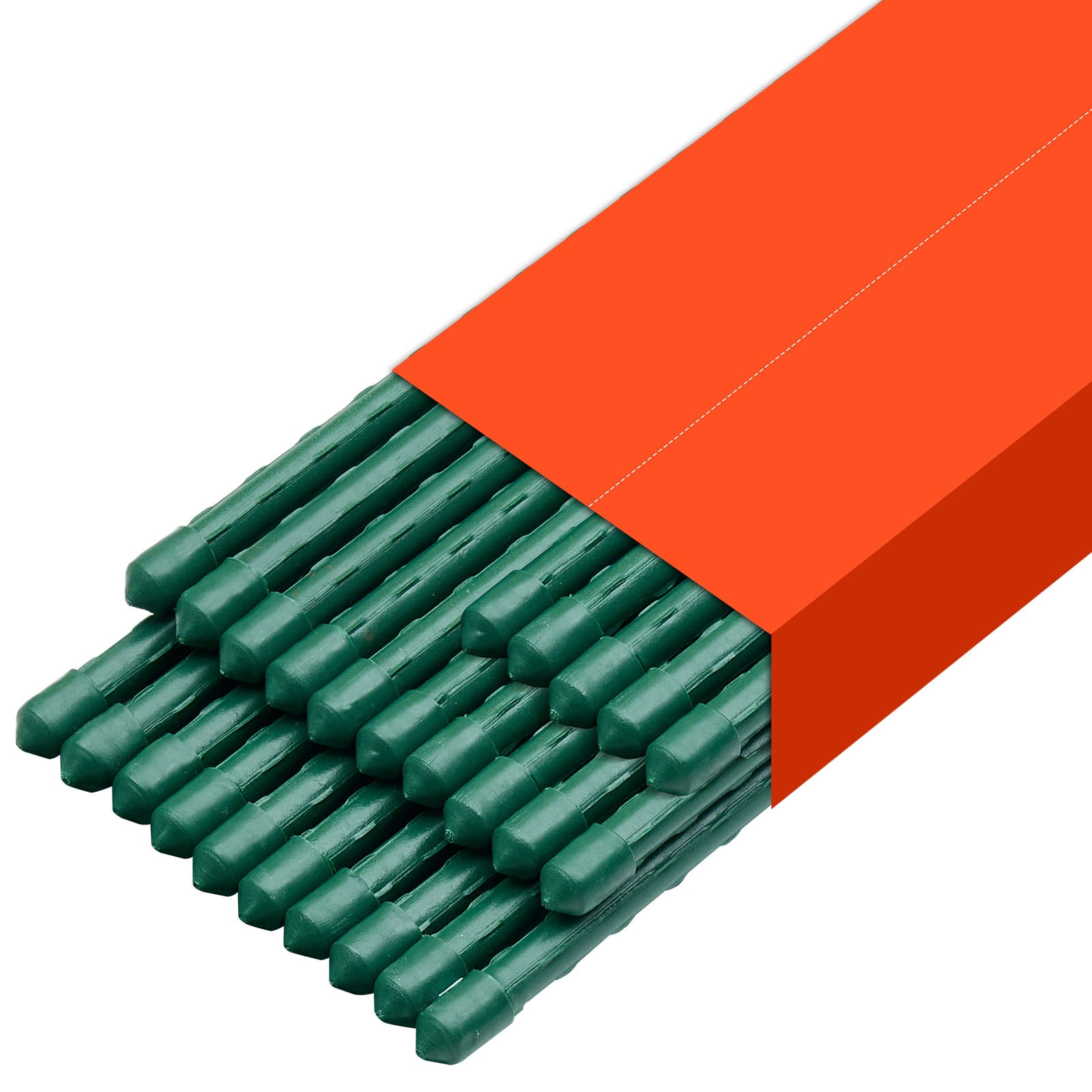 KFFKFF 25 Pack Garden Stakes, 70.87 inch, Plastic-Coated Metal Plant Support Sticks, Designed with Pointed Ends and Non-Slip Bumps for Climbing Plants and Outdoor Vegetables