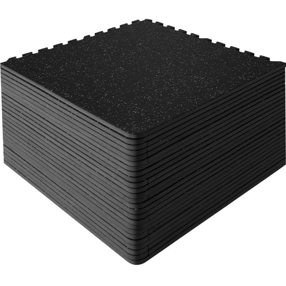KFFKFF 25 Pieces 1/2 Inch Thick Gym Floor Mats, 24" x 24" EVA Foam and Rubber Surface Interlocking Gym Floor Mats, Covers 100 Square Feet, Home and Garage, Waterproof Puzzle Flooring for Gym