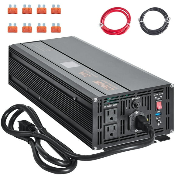 KFFKFF 2500W Battery Backup System for Sump Pump, Features LCD Screen, Automatically Shifts to Battery Inverter Power for Uninterrupted Sump Pump Functioning, Ideal for Emergencies and Power Failures