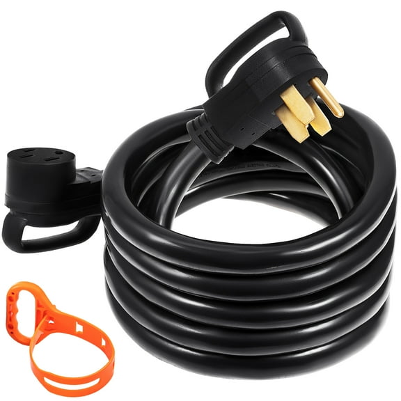 KFFKFF 25Ft 50A RV Extension Cord, Durable Power Cord, 6AWG/3C + 8AWG/1C STW Extension Cord, RV Power Cable for Trailer Motorhome Camper with Handles, 125/250V