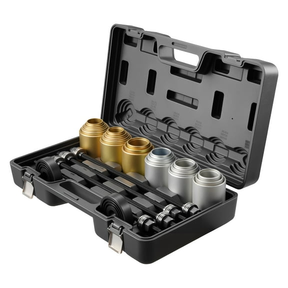 KFFKFF 26 PCS Pull and Press Sleeve Kit, Steel Bush Removal and Insertion Tools with Carrying Case, Compatible with LCV and HGV Engines, Designed for Removing and Installing Bushings, Bearings
