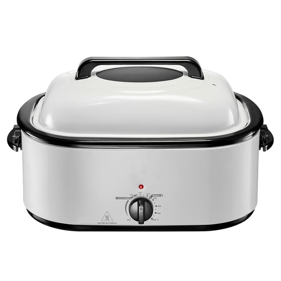 KFFKFF 26 Quart Electric Turkey Roaster Oven, Adjustable Temperature Control, Cool-Touch Handles, Self-Basting Lid, Defrost & Keep Warm Modes, Roasts Up to 30 LBS Whole Poultry