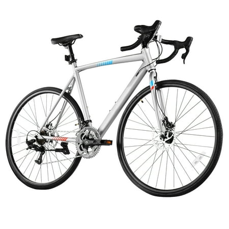 KFFKFF 27" Road Bike for Men, 14 Speeds Adlut Bike Bicycles Aluminum Frame 700C Wheelset Performance Cycle Urban Traveler Road Bike, with Drop Handlebar, Disc Stopping System