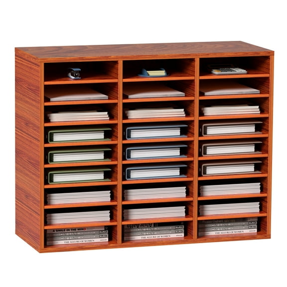 KFFKFF 27-Section Wooden Document Holder, Modifiable Racks, Medium-Density Fibreboard Correspondence Hub, Workspace Household Educational Repository for Records, Reports, Sheets, Periodicals