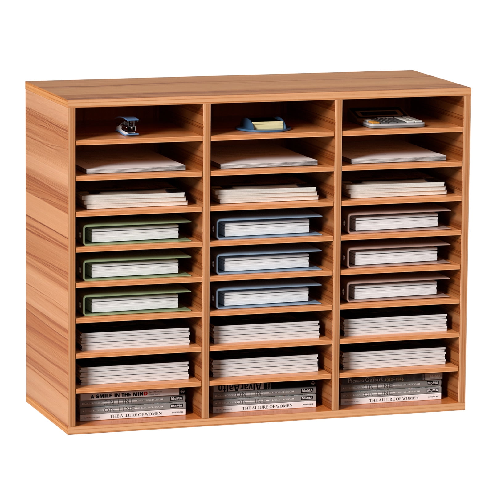 Medium Brown MDF 27-Compartment Literature Organizer