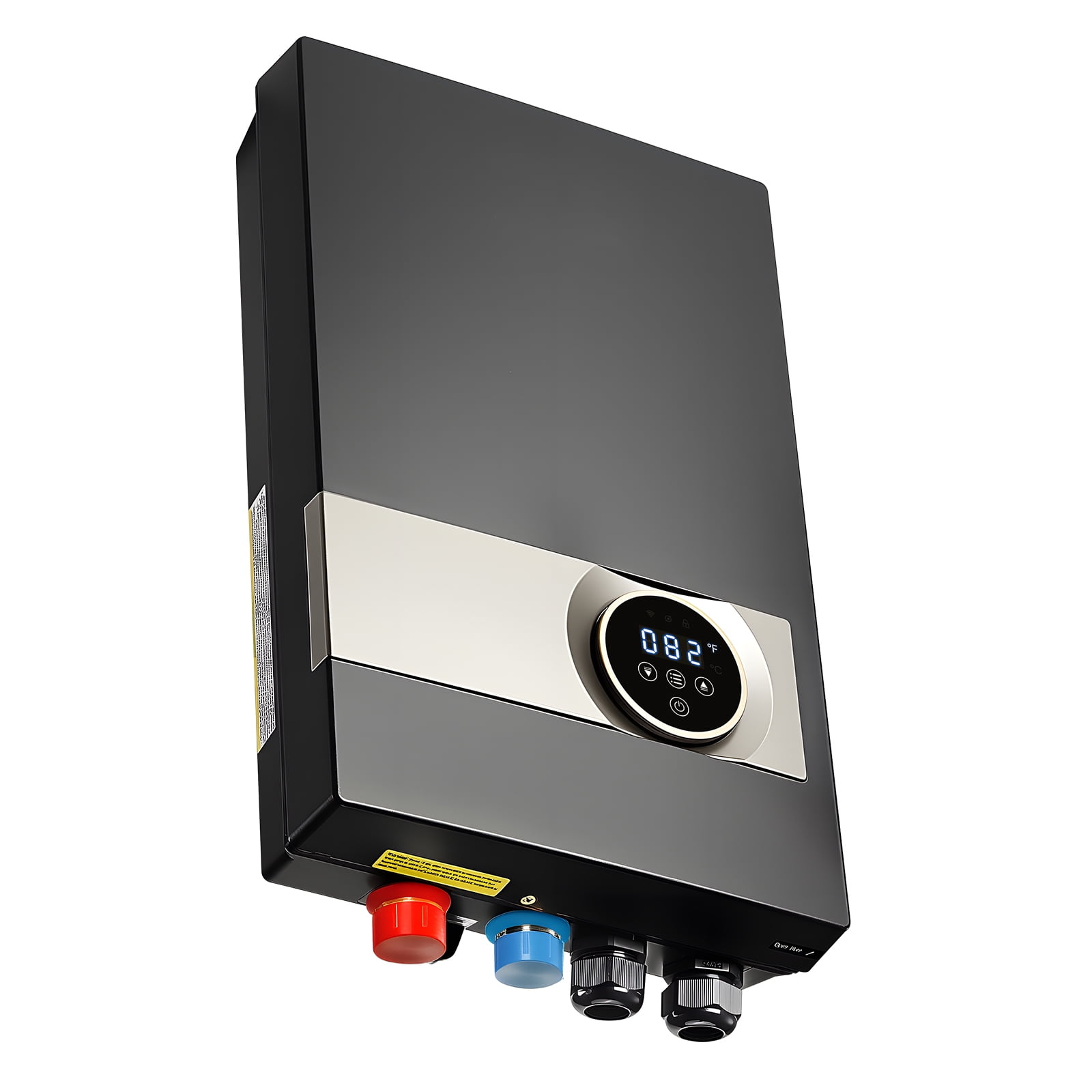 KFFKFF 27kW Tankless Electric Water Heater, Instant Hot Water for Bathroom, Kitchen, or Office with LCD Touch Screen, Child Safety Lock, Compact Design, 240V Black