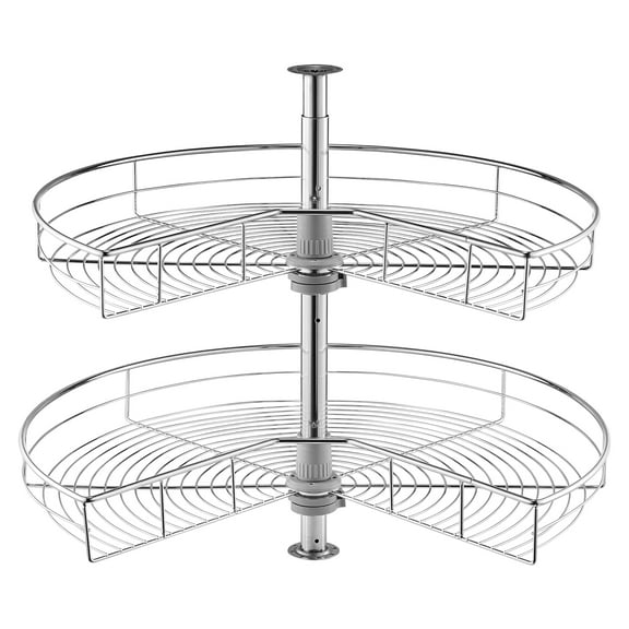 KFFKFF 28" Kitchen Cabinet Blind Corner, 360 Swiveling 2-Shelf Kidney-Shaped Kitchen Chrome Chrome Pie Cut Cabinet Blind Corner, with Height Modifiable for Kitchen Cabinet