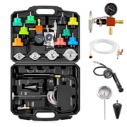 KFFKFF 28-Piece Coolant Pressure Tester and Radiator Vacuum Refill Kit, Includes 4 Adapters, Universal Compatibility,Automotive Cooling System Testing Kit with Pressure Pump and Aluminum Purge Filler
