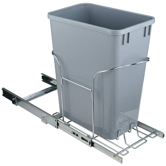 KFFKFF 29 L Heavy Duty Under Counter Plastic Wastebasket with Iron Frame, Gray