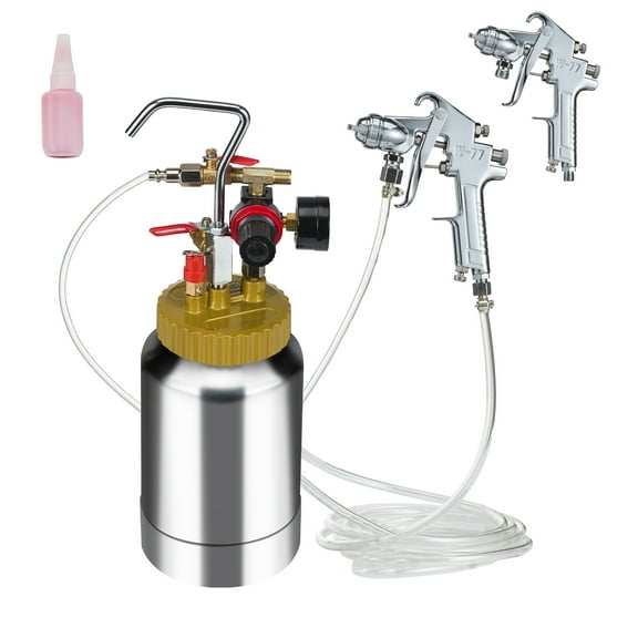 KFFKFF 2L/0.5gal Spray Paint Pressure Pot Tank, Air Paint Pressure Vessel of Minimal Weight, 1.8mm Nozzle Paint Spraying Device with 3m Hoses, Ideal for Domestic Decor, Maximum 45PSI