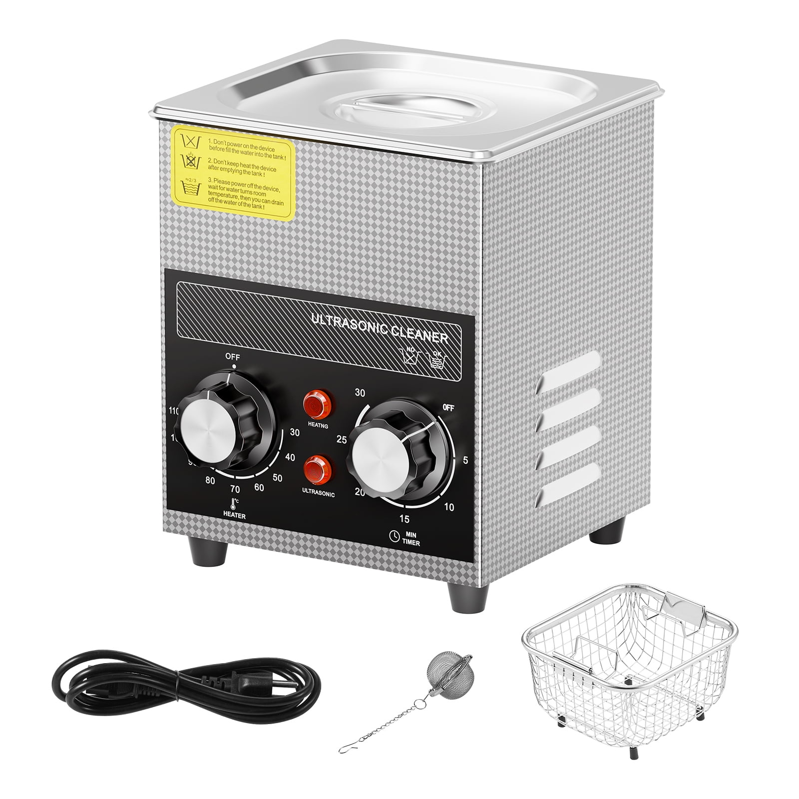 KFFKFF 2L Ultrasonic Cleaning Device with Heating Function, Timer & Basket, Advanced Digital Sonic Cavitation System, 60W Cleaning Equipment for Watches, Instruments, Eyewear