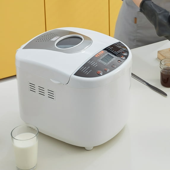 KFFKFF 2LB 19 in 1 Bread Maker Automatic Compact Dough Maker Non Stick White with Gluten-Free Option, Whole Grain Bread Production, Digitally Operated