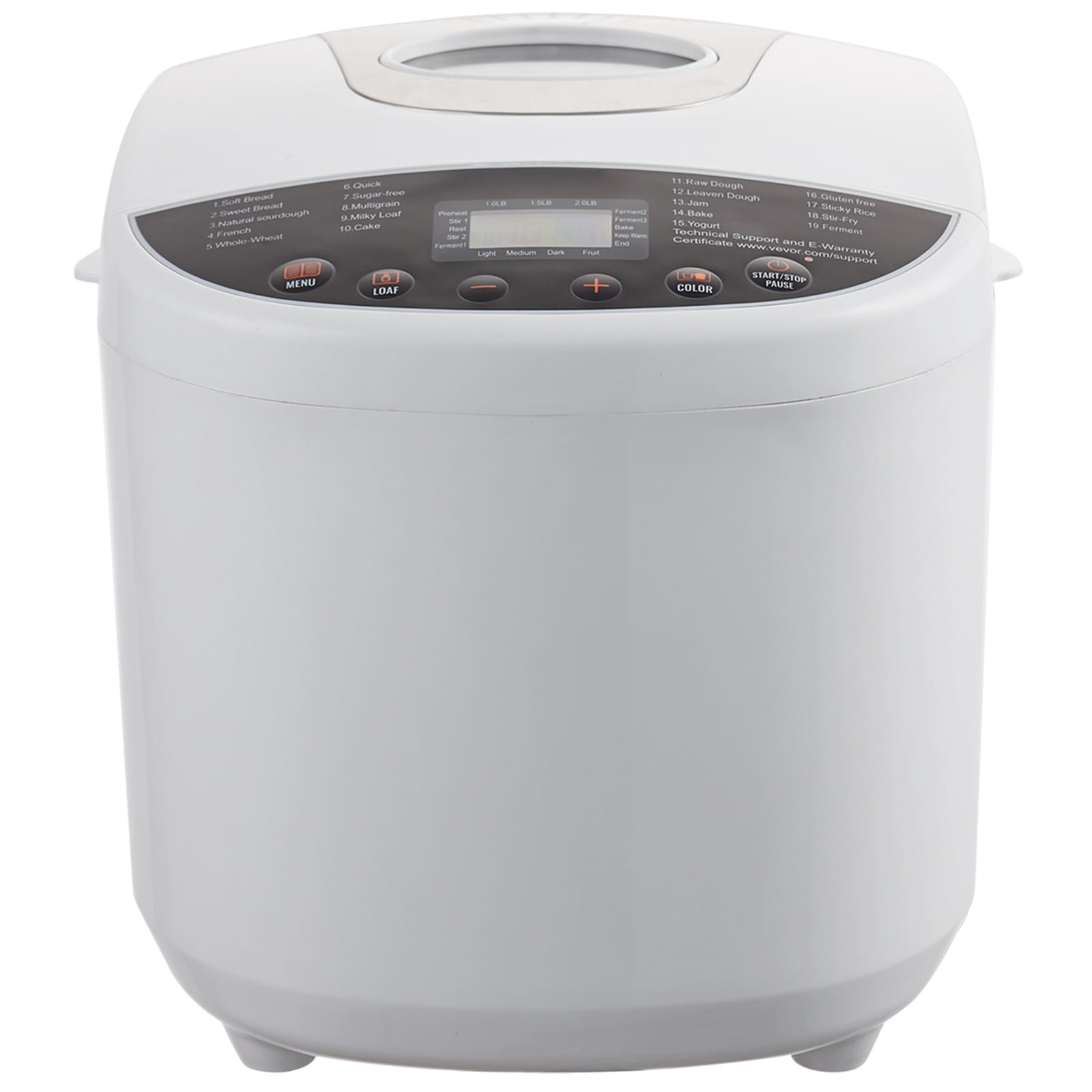 KFFKFF 2LB 19 in 1 Bread Maker Automatic Compact Dough Maker Non Stick White  with Gluten-Free Option, Whole Grain Bread Production, Digitally Operated