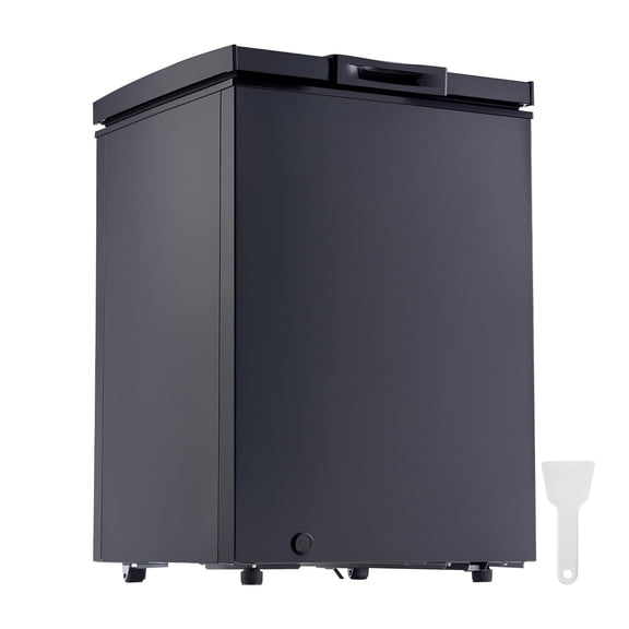 KFFKFF 3.3 Cu.ft Compact Chest Freezer, Freestanding Deep Freezer with Top-Opening Door, Includes 2 Removable Baskets & Adjustable Temperature Control - Energy Efficient, Quiet Operation, Black