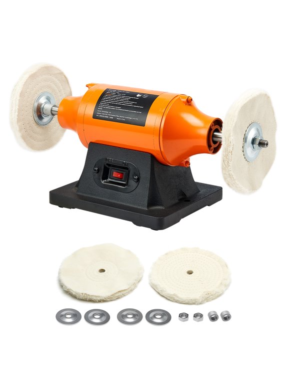 Bench Buffer Polisher 3/4 HP Motor 3450 RPM 8 Inch Cloth Wheels Cast Iron Base