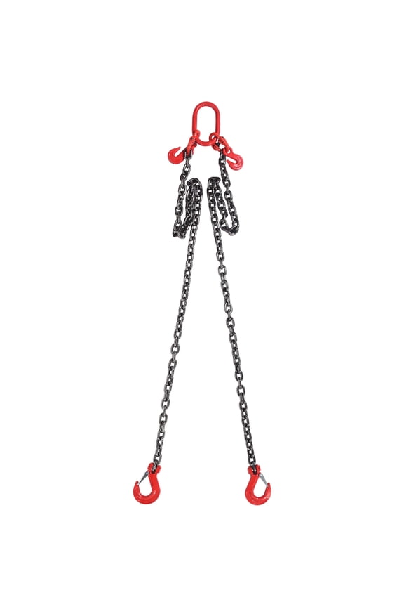 3/8 inch x 6 ft Lifting Chain Sling with Hooks, G80 Engine Hoist Chains, 11000 lbs/5 Ton Capacity, Dual-Leg Chain with Grab Hooks and Adjustable Design for Engine Lifting