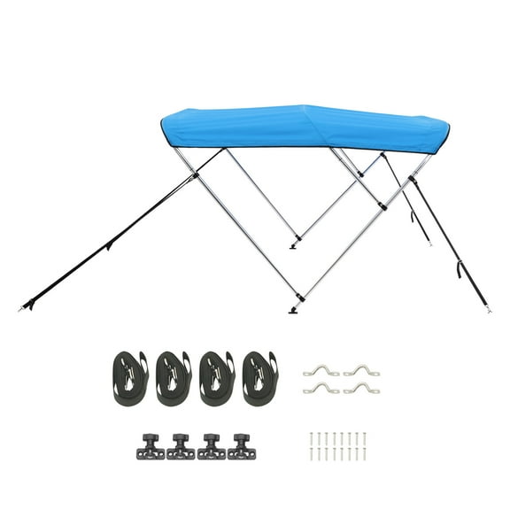 KFFKFF 3 Arch Marine Bimini Covers, 600D Polyester Shelter with Aluminum Alloy Structure, Water-Resistant & Sun Protective Marine Canopy with Carry Bag, 2 Bracing Rods, 4 Ties, 6'Lx(67"-72")Wx46"H