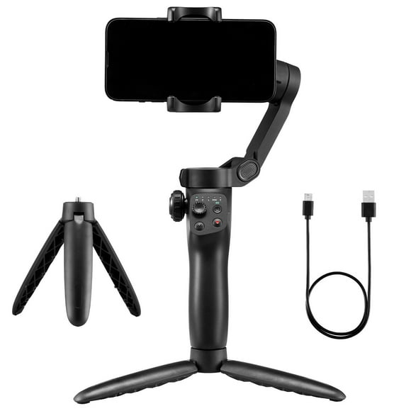 KFFKFF 3-Axis Smartphone Gimbal Stabilizer, Foldable Handheld Stabilizer with Face/Object Tracking, Tripod, and Compatibility for Android & iPhone Video Recording