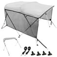 thumbnail image 1 of KFFKFF 3 Bow Bimini Boat Top, Removable Mesh Sides, Durable 600D Polyester Shade, 1" Aluminum Frame, Comes with Storage Case, Support Poles & Straps, Dimensions: 6'L x 46"H x 67"-72"W, Light Grey, 1 of 9